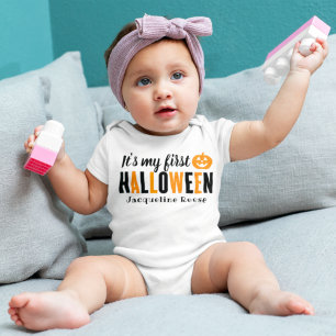 Body My First Halloween Modern Orange Black with Name