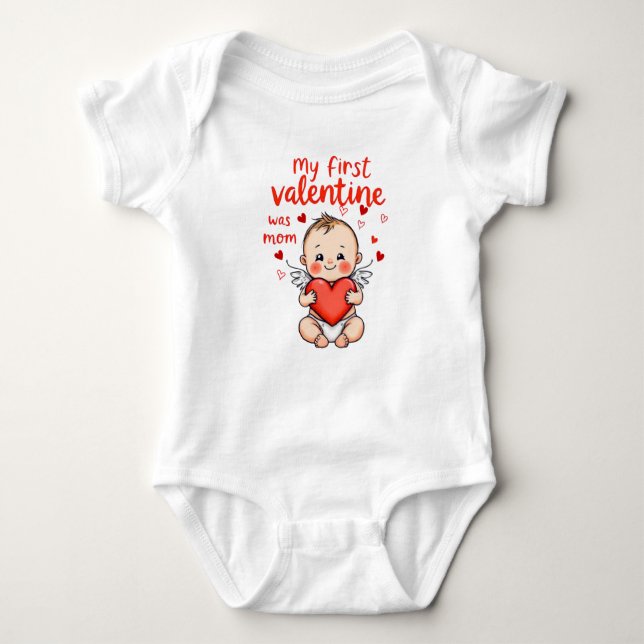 Body My First Valentine Was Mom Baby Boy Bodysuit  (Devant)