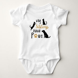 Body My siblings have paws baby bodysuit
