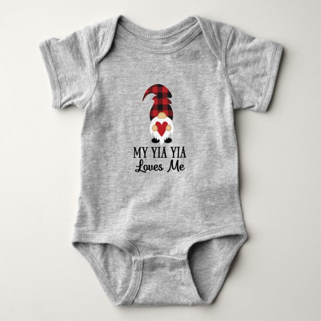 Body My Yia Yia Loves Me Buffalo Plaid Gnome (Devant)