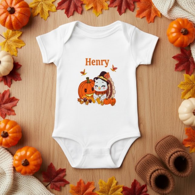 Body Name Baby Turkey And Pumpkin Thanksgiving  (Créateur téléchargé)