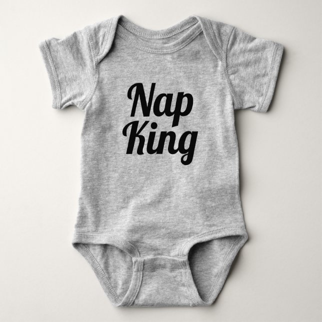 Body Nap King Boy Black and Grey Slogan Bodysuit pour b (Devant)