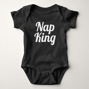 Body Nap King Boy Black and White Slogan Baby Bodysuit