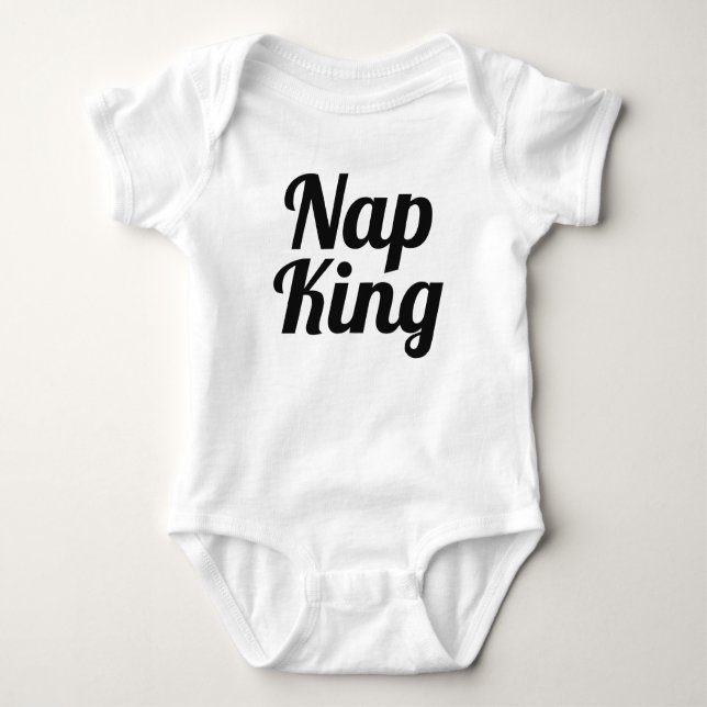 Body Nap King Boy Black and White Slogan Baby Bodysuit (Devant)