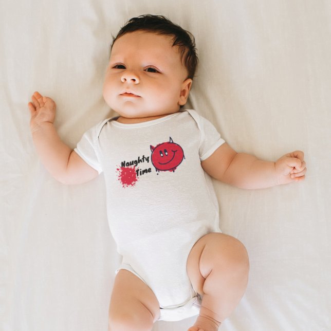 Body Naughty Monster (cartoon little evil naughty monster on organic baby bodysuit.)