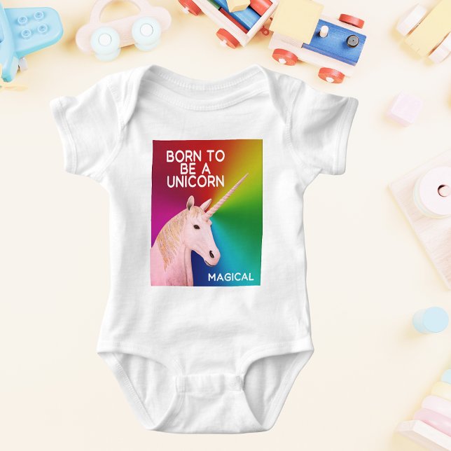 Body Né pour être une licorne Statue Head Magical Rainb (Born to Be a Unicorn Statue Head Magical Rainbow Baby Bodysuit)