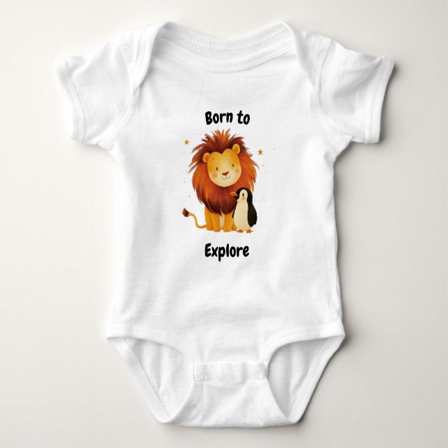 Body Nés pour explorer Lion & Manchot - Aventureurs mig (Devant)