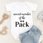 Body Newest Member Of The Pack Dog Lover<br><div class="desc">Newest Member Of The Pack ! Include your best dog and newly appointed guard dog in the welcoming home of your new baby with this cute baby clothes. “Newest Member Of The Pack" with paw prints and hearts. This dog lover baby bodysuit will be a favorite! COPYRIGHT © 2020 Judy...</div>