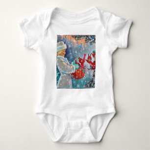 Body Noël Hiver Fille Mignonne avec Écureuils