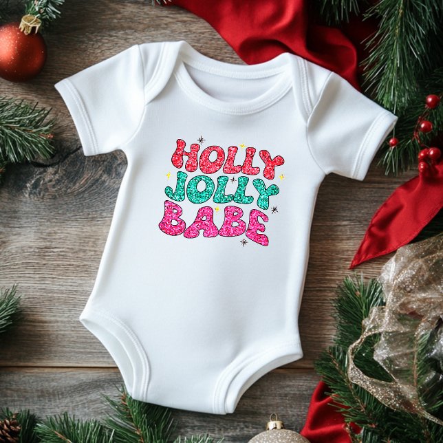 Body Noël Holly Jolly Babe Moderne Écriture Pailletée (Créateur téléchargé)