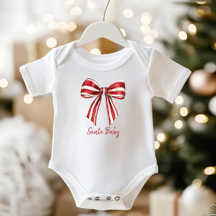 Body Noël rouge White Coquette Bow Père Noël Baby