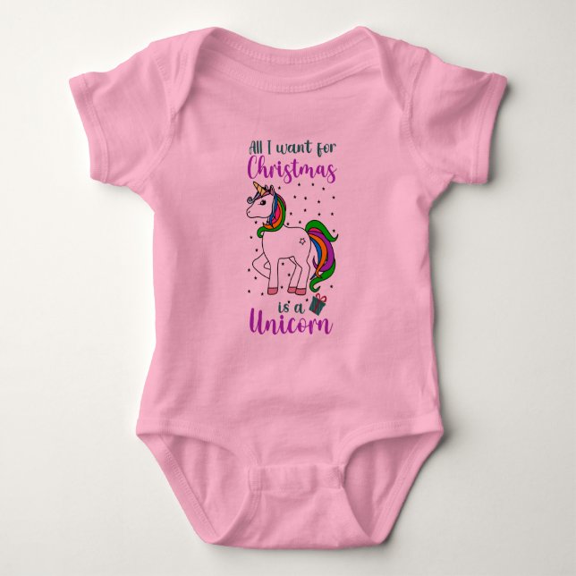 Body Noël Unicorne Magique Arc-en-ciel vert pourpre (Devant)