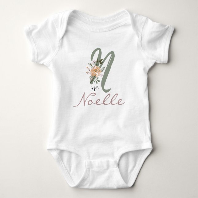 Body Noelle Nom Révéler Floral Lettre N Fleur Fille (Devant)