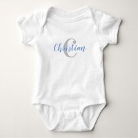 Nom bleu personnalisé et t-shirt initial de bébé g