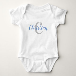 Body Nom bleu personnalisé et t-shirt initial de bébé g