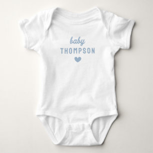 Body Nom de bébé personnalisé Faire-part de coeur bleu