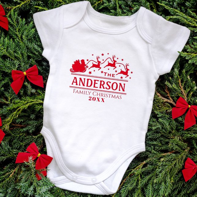 Body Nom de famille personnalisé de Noël correspondant (Matching Christmas Personalized Family Name Baby Bodysuit)