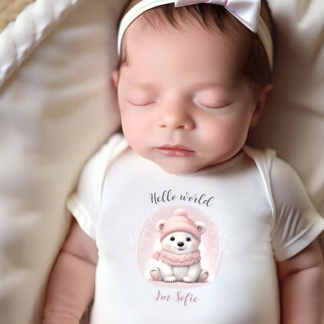 Body Nom de l'ours rose mignonne Fille Bébé Bodysuit (Cute Pink Polar Bear Name Girl Baby Bodysuit)