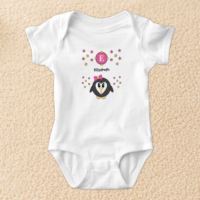 Body Nom de pingouin mignon étoiles jaune rose (Créateur téléchargé)