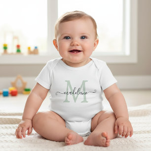 Body Nom de script personnalisé Monogramme Vert tendre
