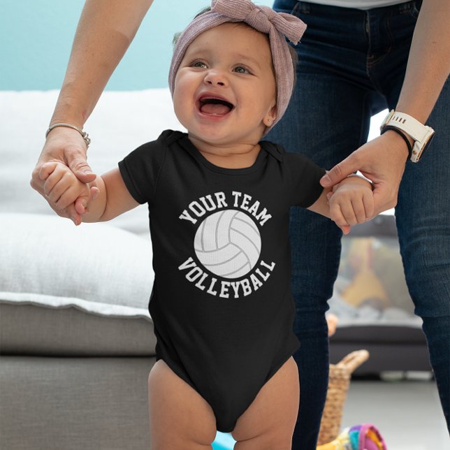 Body Nom d'équipe de bébé de volley-ball, nom et numéro (Volleyball baby onesie bodysuit with custom team name, player name and jersey number)
