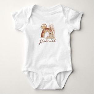 Body Nom du bébé customisé Boho Teddy Bear Rainbow