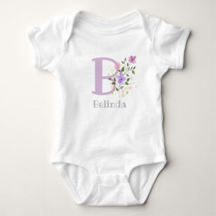 Body Nom du bébé et initiale avec fleurs