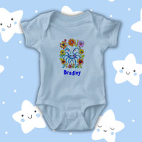 Nom du garçon Monogramme - Araignée mignonne en bl