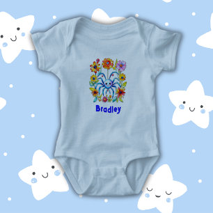 Body Nom du garçon Monogramme - Araignée mignonne en bl