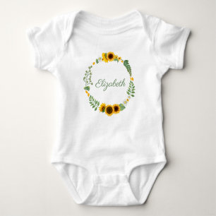 Body Nom du monogramme Fleurs de soleil Jaune Vert Flor