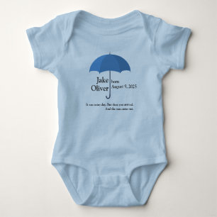Body Nom et date du bébé personnalisé sous parapluie bl