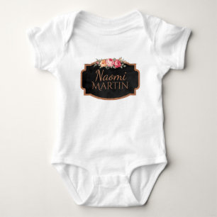 Body Nom floral rose Girly de monogramme de roses