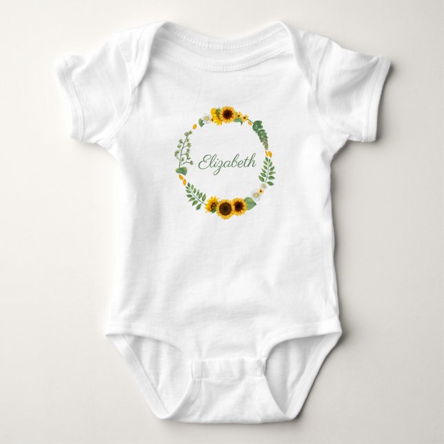 Body Nom Monogramme Tournesols Jaune Vert Floral (Devant)