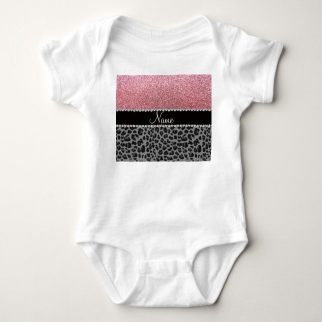Body Nom parties scintillant rose pastel léopard noir (Devant)