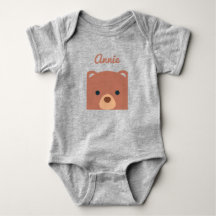 Nom personnalisé de l'ours mignon Brown | Bodysuit