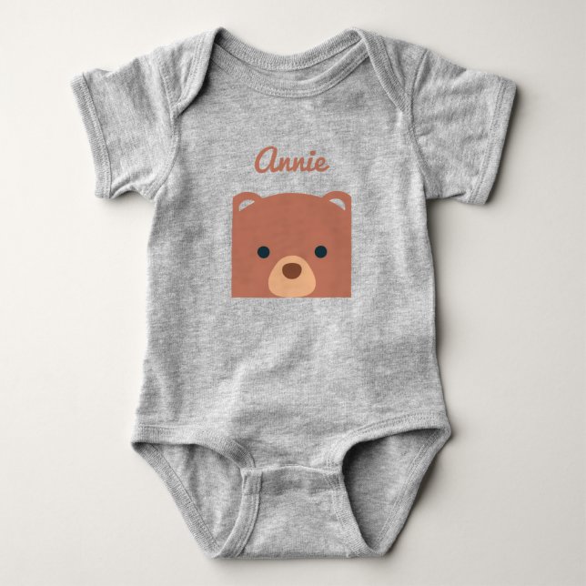 Body Nom personnalisé de l'ours mignon Brown | Bodysuit (Devant)