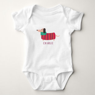 Body Nom personnalisé du chien Daschund Noël mignon
