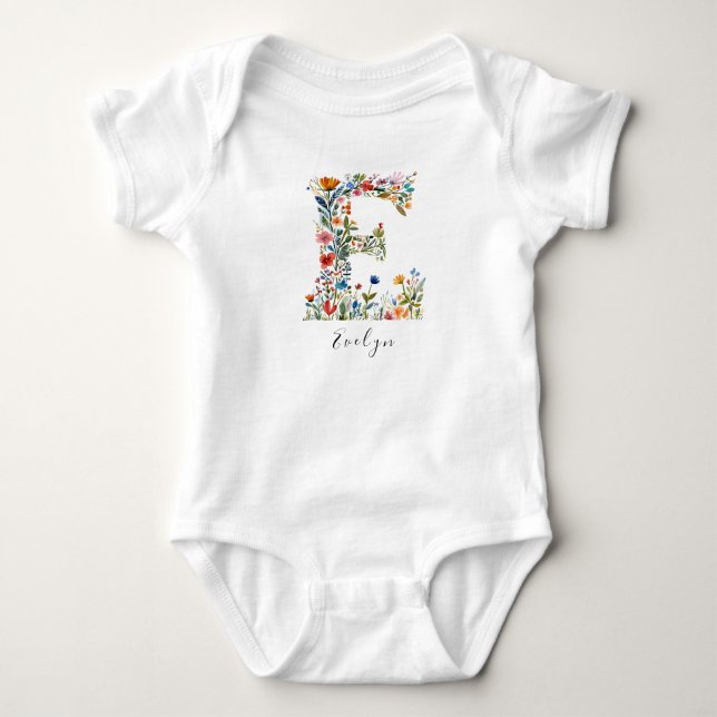 Body Nom personnalisé et monogramme floral 'E' (Devant)