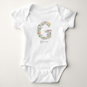 Body Nom personnalisé et monogramme floral 'G'