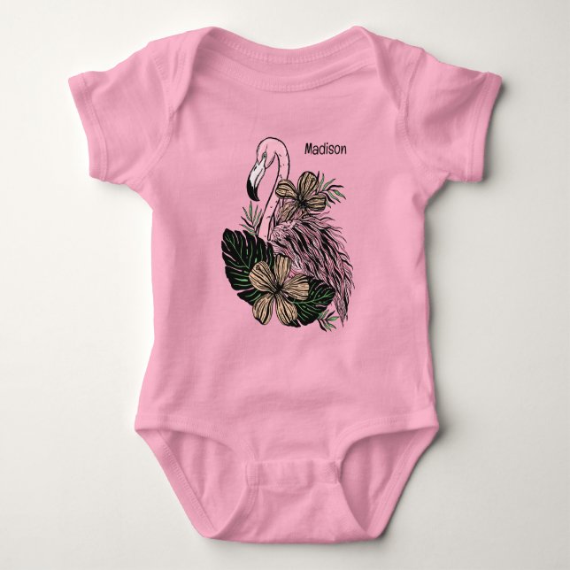 Body Nom personnalisé Flamant rose rose (Devant)