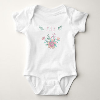 Body Nom personnalisé Floral Baby Girl Jersey Bodysuit