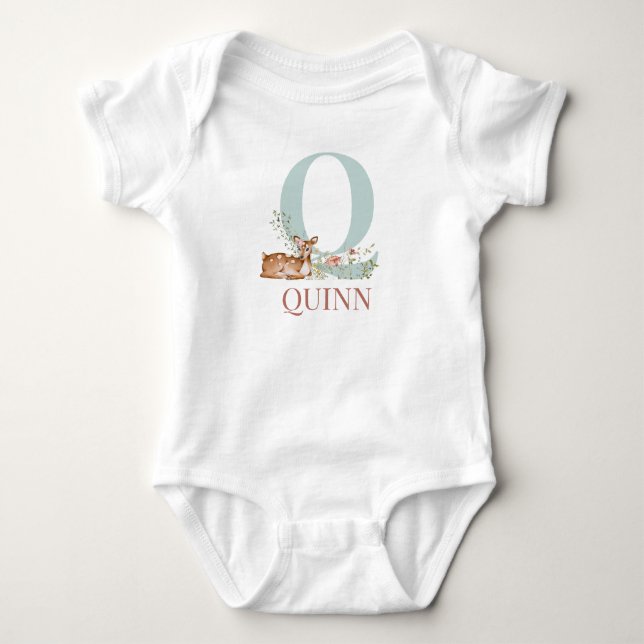 Body Nom personnalisé Lettre initiale Q Bodysuit bébé (Devant)