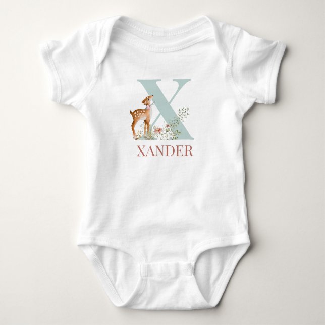 Body Nom personnalisé Lettre initiale X Bodysuit bébé (Devant)