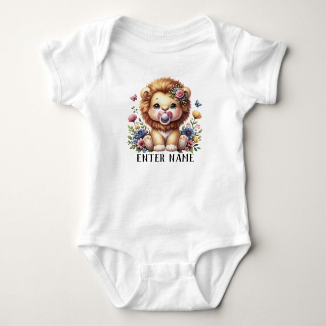Body Nom personnalisé mignon bébé Lion fille (Devant)