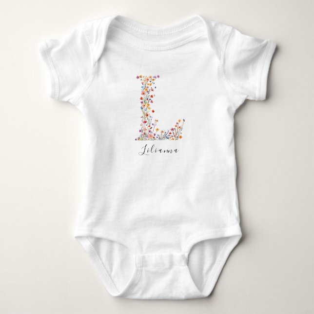 Body Nom personnalisé & Monogramme floral 'L' (Devant)