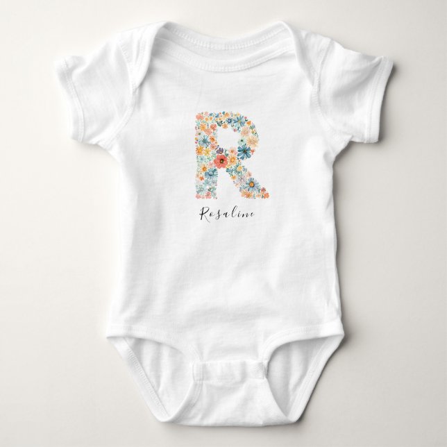 Body Nom personnalisé &Monogramme floral 'R' (Devant)