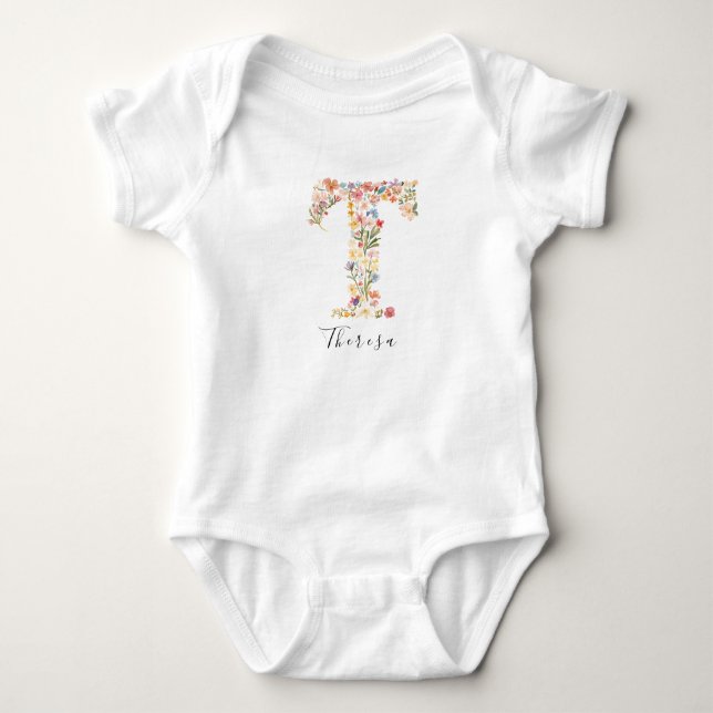 Body Nom personnalisé &Monogramme floral 'T' (Devant)