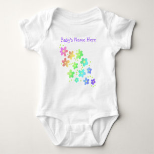 Body Nom personnalisé Rainbow Flowers Baby Bodysuit