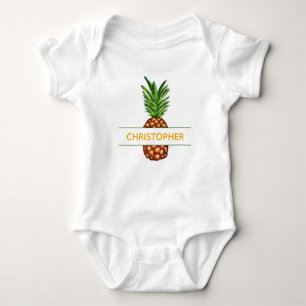 Body Nom tropical de bébé d'ananas d'aquarelle