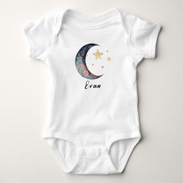 Body Noms de bébé monogramme Terres Bohème Fleur Lune É (Devant)